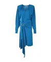 Attico Atwell Wool Wrap Dress In Blue