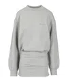 Attico Grey Crewneck Mini Dress With Logo Lettering On The Front And Tight Skirt In Gray