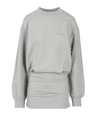 Attico Cotton Jersey Mini Dress In Gray