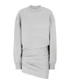 Attico Grey Crewneck Mini Dress With Logo Lettering On The Front And Tight Skirt In White