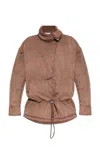 Attico Drawstring Bomber Jacket In Brown