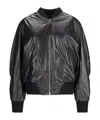 Attico Long-sleeved Leather Jacket In Black