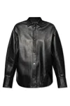 Attico Long-sleeved Leather Shirt In Black