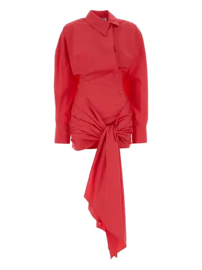 Attico Long-sleeved Poplin Shirt Dress In Multi