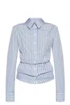 Attico Striped Long-sleeved Shirt In Blue