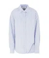 Attico Blue And White Striped Oversized Cotton Shirt In White