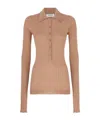 Attico Chunky-ribbed Polo Top In Nude