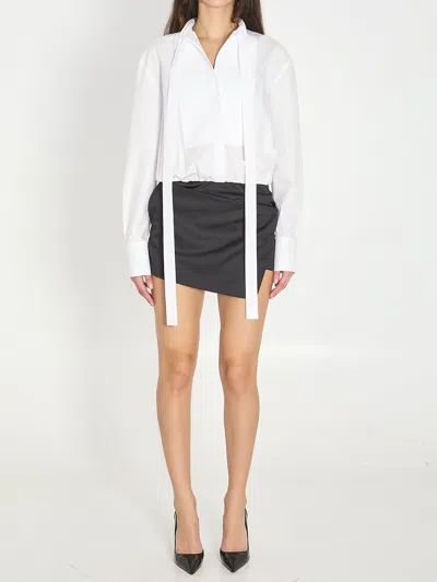 Attico Long-sleeved Tailored Mini Dress In Gray
