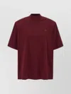 Attico Crewneck Mock Neck Logo Embroidered Top In Burgundy