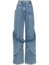 Attico Sky Blue Baggy Jeans With Large Pockets In Blue