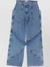 Attico Long Trousers With High Waist And Wide Leg In Blue