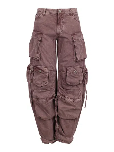 Attico Long Washed Mauve Pants In Pink