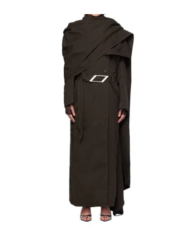 Attico Long Windbreaker In Black
