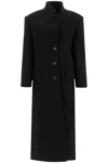 Attico Womens Single-breasted Flap-pockets Relaxed-fit Wool-blend Coat Black