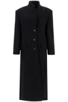 Attico Womens Single-breasted Flap-pockets Relaxed-fit Wool-blend Coat Black In Black