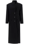 Attico Womens Single-breasted Flap-pockets Relaxed-fit Wool-blend Coat Black In Black
