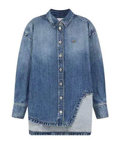 Attico Long-sleeve Denim Shirt In Blue