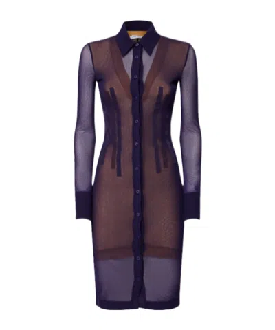 Attico Long-sleeved Dress In Black