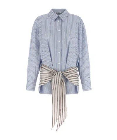 Attico Striped Cotton Shirt Dress In Blue