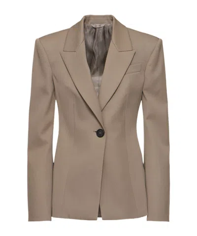 Attico Long-sleeved Suit Coat In Brown