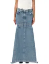 Attico Denim Skirt With Cut Out Detail In Blue