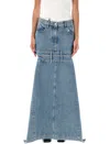 Attico Denim Skirt With Cut Out Detail In Light Blue