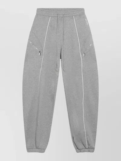Attico Lounge Pants Elastic Waist Side Zip Pockets In Gray