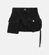 Attico 'fay' Black Mini-skirt With Oversized Cargo Pockets In Black
