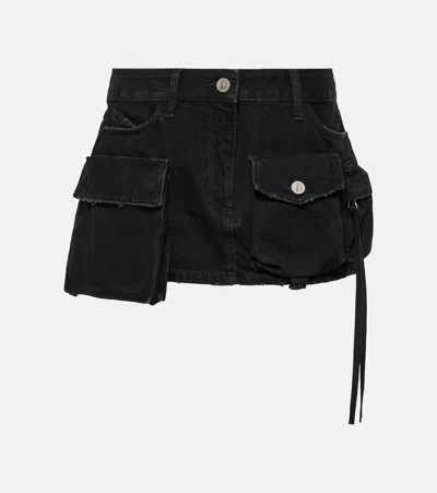 ATTICO LOW-RISE CARGO DENIM MINISKIRT