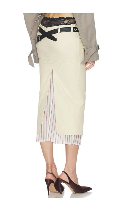 Attico Low Rise Midi Skirt In Metallic