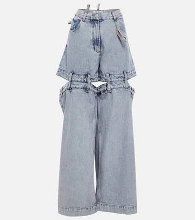 Attico Ashton Long Pants With Split Detail In Blue