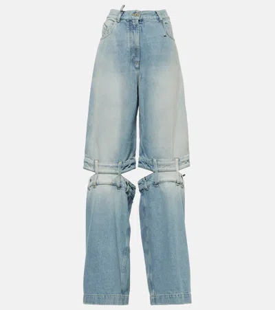 Attico Ashton Mid-rise Wide-leg Jeans In Blue