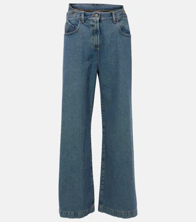 Attico Low Rise Wide Jeans In 蓝色