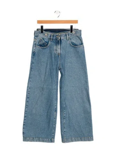 Pre-owned Attico Low-rise Wide Leg Jeans In Blue