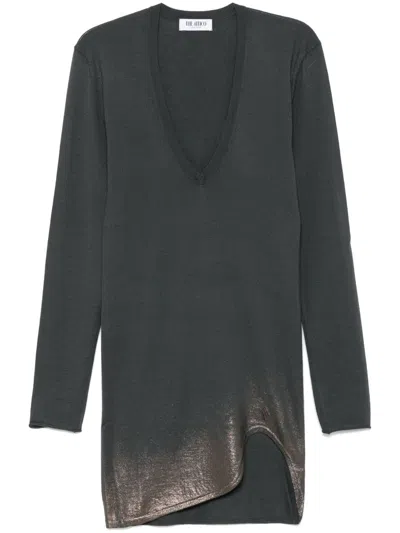 Attico Lurex-detail Mini Dress In Grey