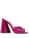 Attico 115mm Devon Glittered Mules In Rosa