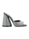 Attico Luz Crystal-embellished Leather Mules In Black