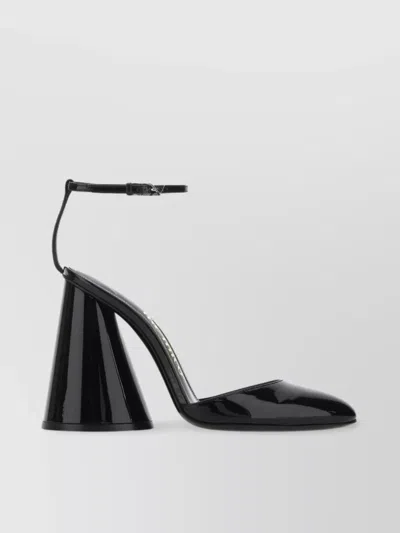 Attico Luz Leather Pumps With Flared Heel And Pointed Toe In Black