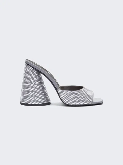 Attico Luz Mule Heel 105mm Grey In Silver/black