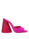 Attico Luz 105mm Rhinestone-embellished Leather Sandals In Fucsia