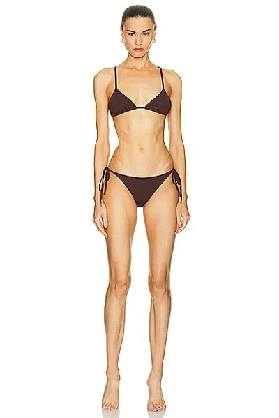 Attico Lycra Bikini Set In Dark Brown