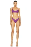 Attico Fine-ribbed Bikini In Purple