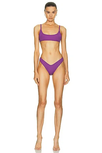 Attico Fine-ribbed Bikini In Purple