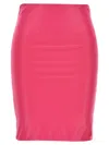 Attico High-waisted Knee-length Pencil Skirt Satin Finish In Fuchsia