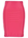 Attico High-waisted Knee-length Pencil Skirt Satin Finish In Fuchsia