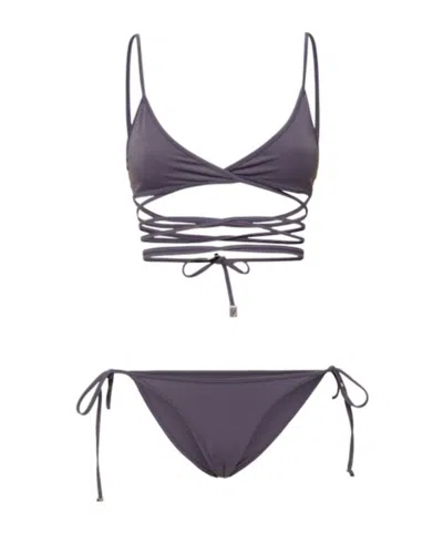 Attico Lycra Triangle Bikini In Gray