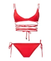 Attico Adjustable Strap Triangle Bikini Set In Red