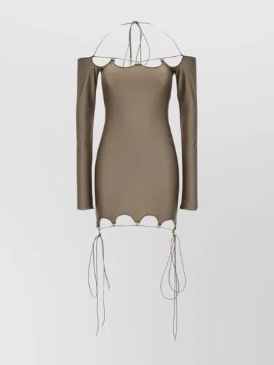 Attico ''lyna'' Military Mini Dress In Brown