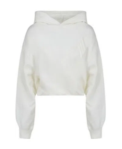 Attico Maeve Cropped Fleece Hoodie In White