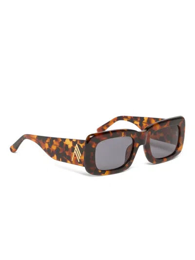 Attico Marfa Rectangle-frame Sunglasses In Brown